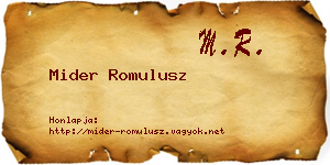 Mider Romulusz névjegykártya